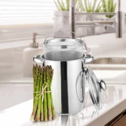 Casalupo Casalupo Aspergepan Met Glazen Deksel - Rvs - O 16 Cm / 4.0 Liter