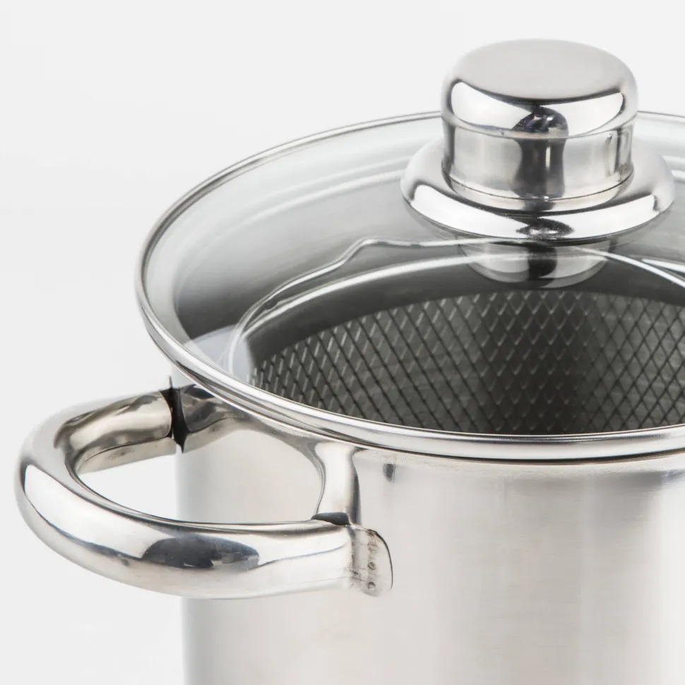 Casalupo Casalupo Aspergepan Met Glazen Deksel - Rvs - O 16 Cm / 4.0 Liter
