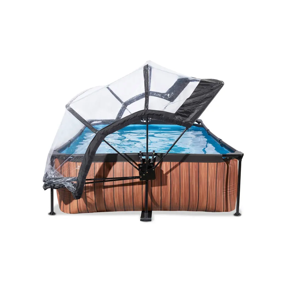 Exit Wood Zwembad 300X200X65Cm Met Overkapping En Filterpomp Bruin