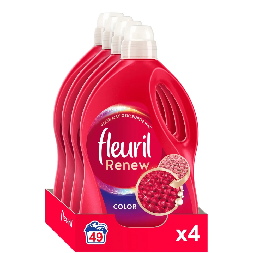 Fleuril Renew Liquid Color - Vloeibaar Wasmiddel - Voordeelverpakking - 4 X 49 Wasbeurten - 196 Wasbeurten