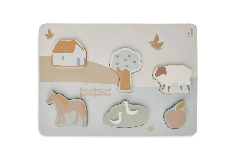 Jollein Houten Puzzel 28X10X2Cm Farm Houten Legpuzzel 6 Stukjes