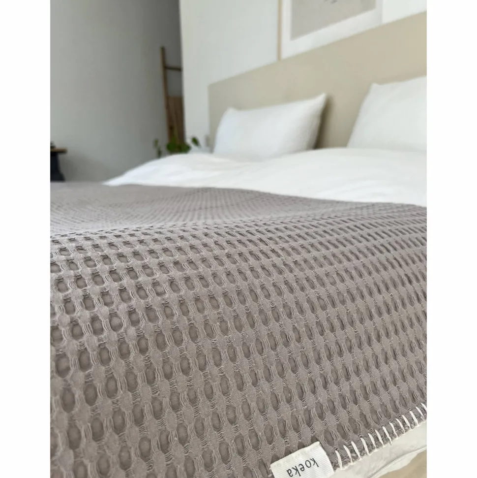Koeka Oslo Plaid Wafel En Teddy Clay/Pebble (140X200 Cm)