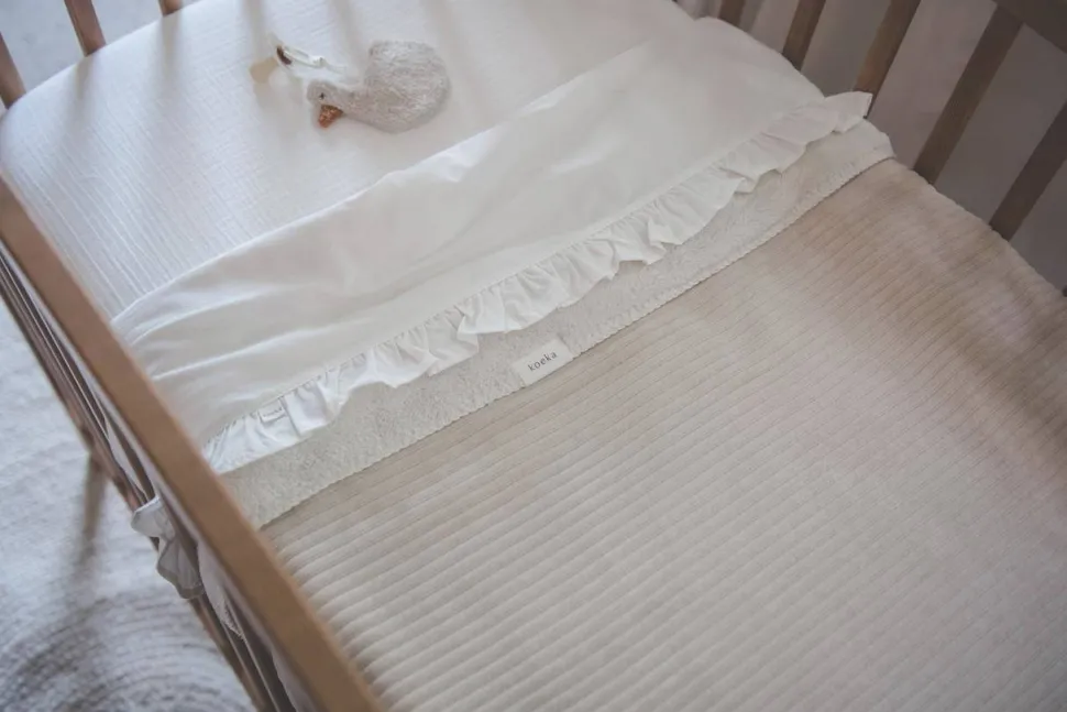 Koeka Ruffle Baby Wieglaken 80X100 Cm Warm White