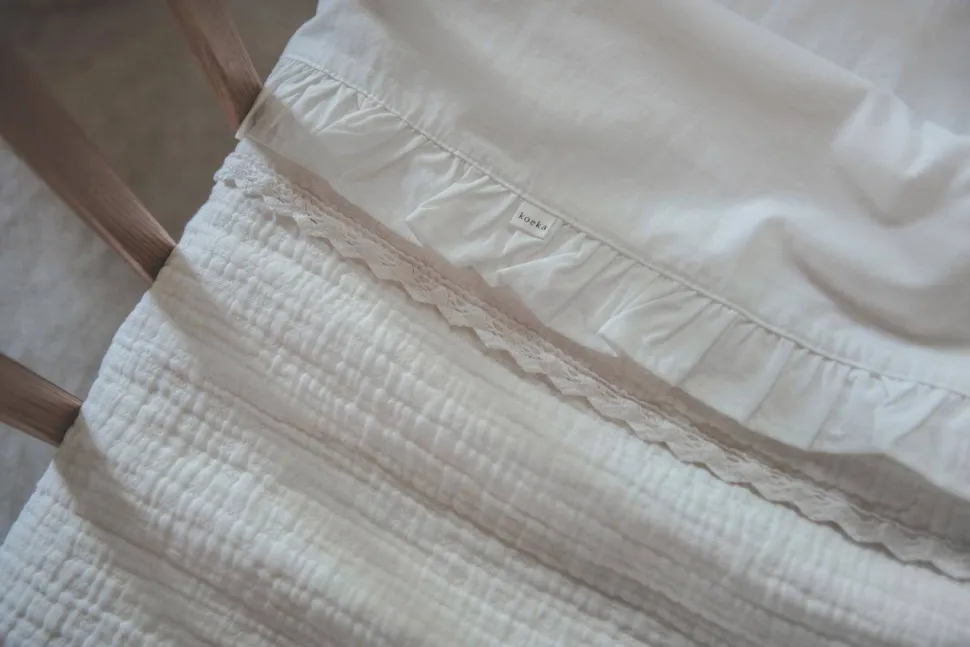 Koeka Ruffle Baby Wieglaken 80X100 Cm Warm White