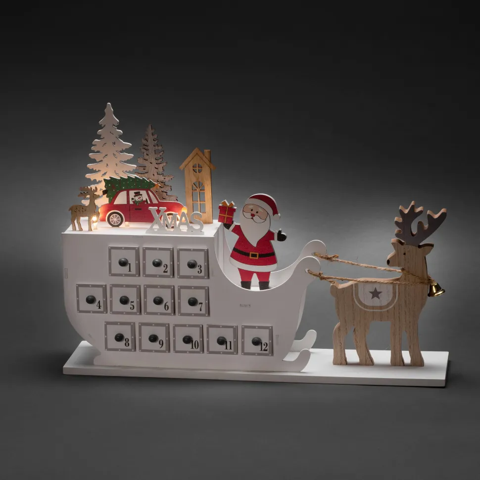 Konstsmide Adventskalender Met Arreslee (Op Batterij Met Timer) (45X31,6 Cm) (3 Led)