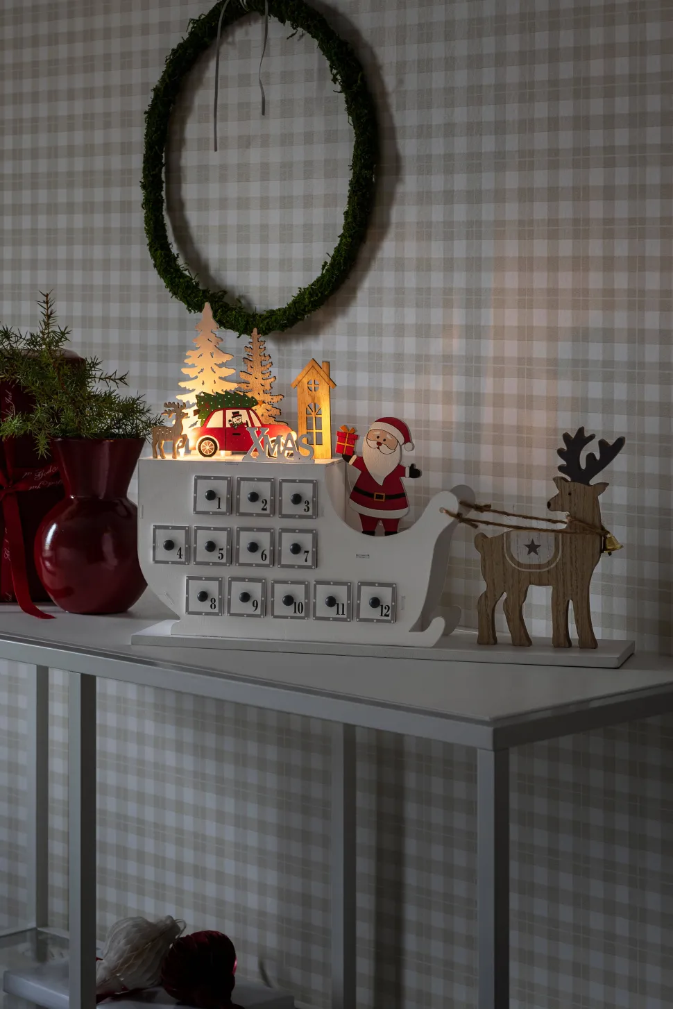 Konstsmide Adventskalender Met Arreslee (Op Batterij Met Timer) (45X31,6 Cm) (3 Led)