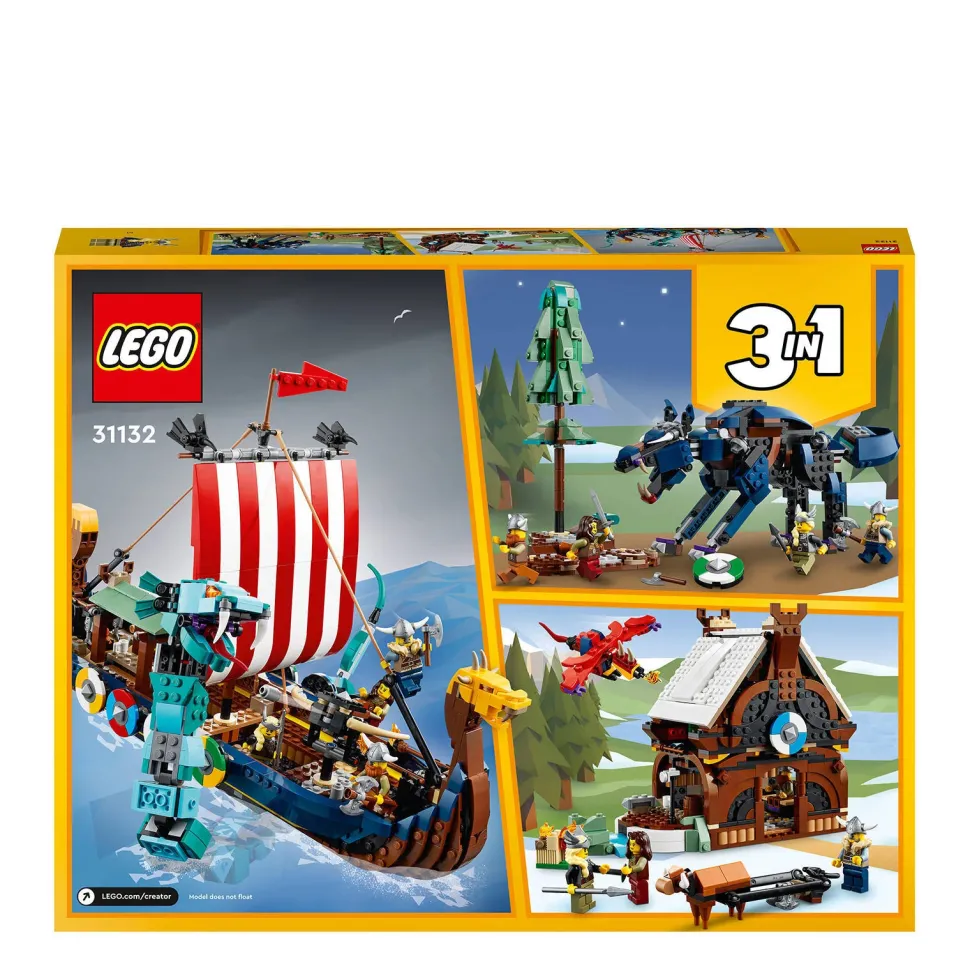 Lego Creator Vikingschip En De Midgaardslang 31132