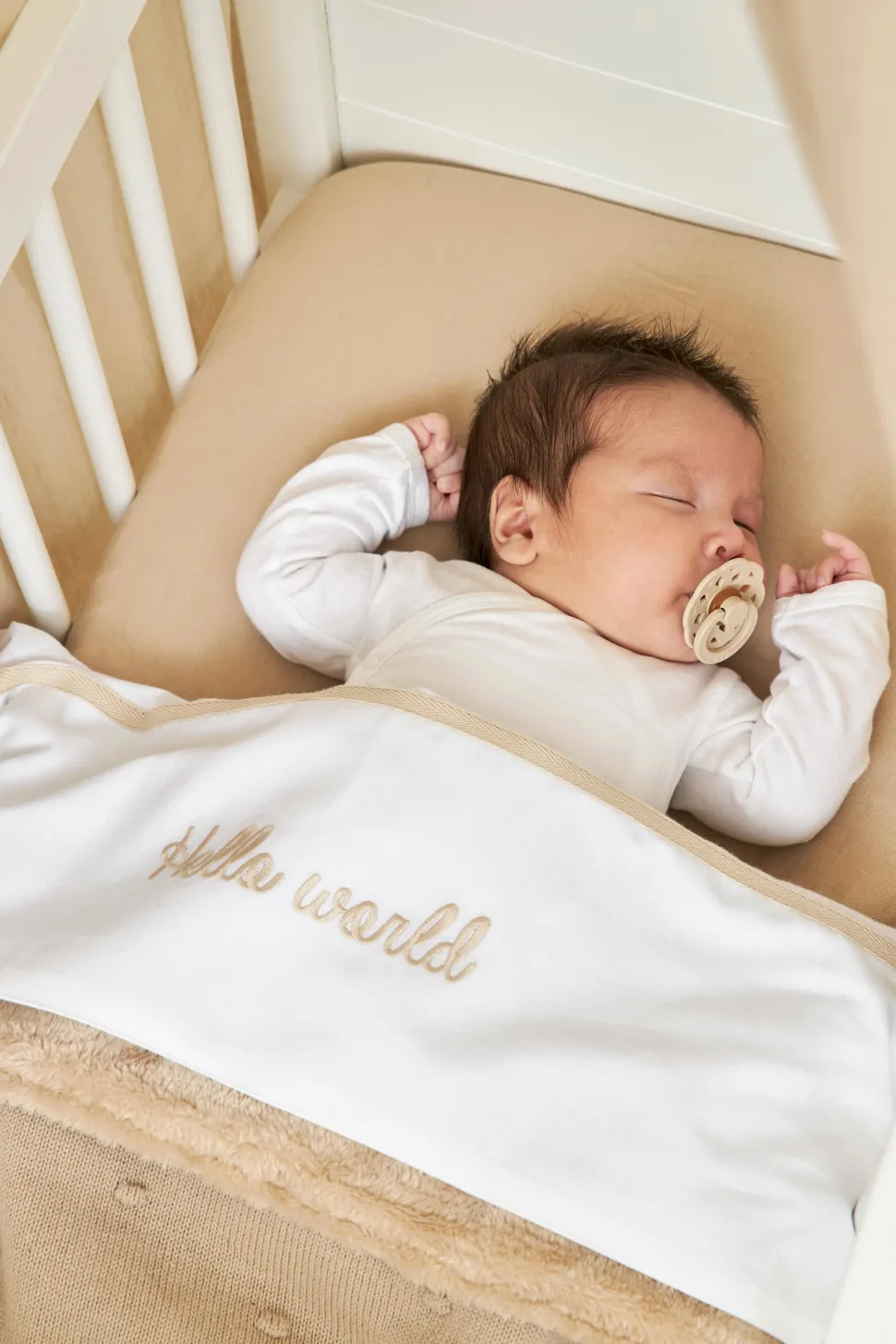 Meyco Baby Wieglaken Hello World 75X100 Cm Sand