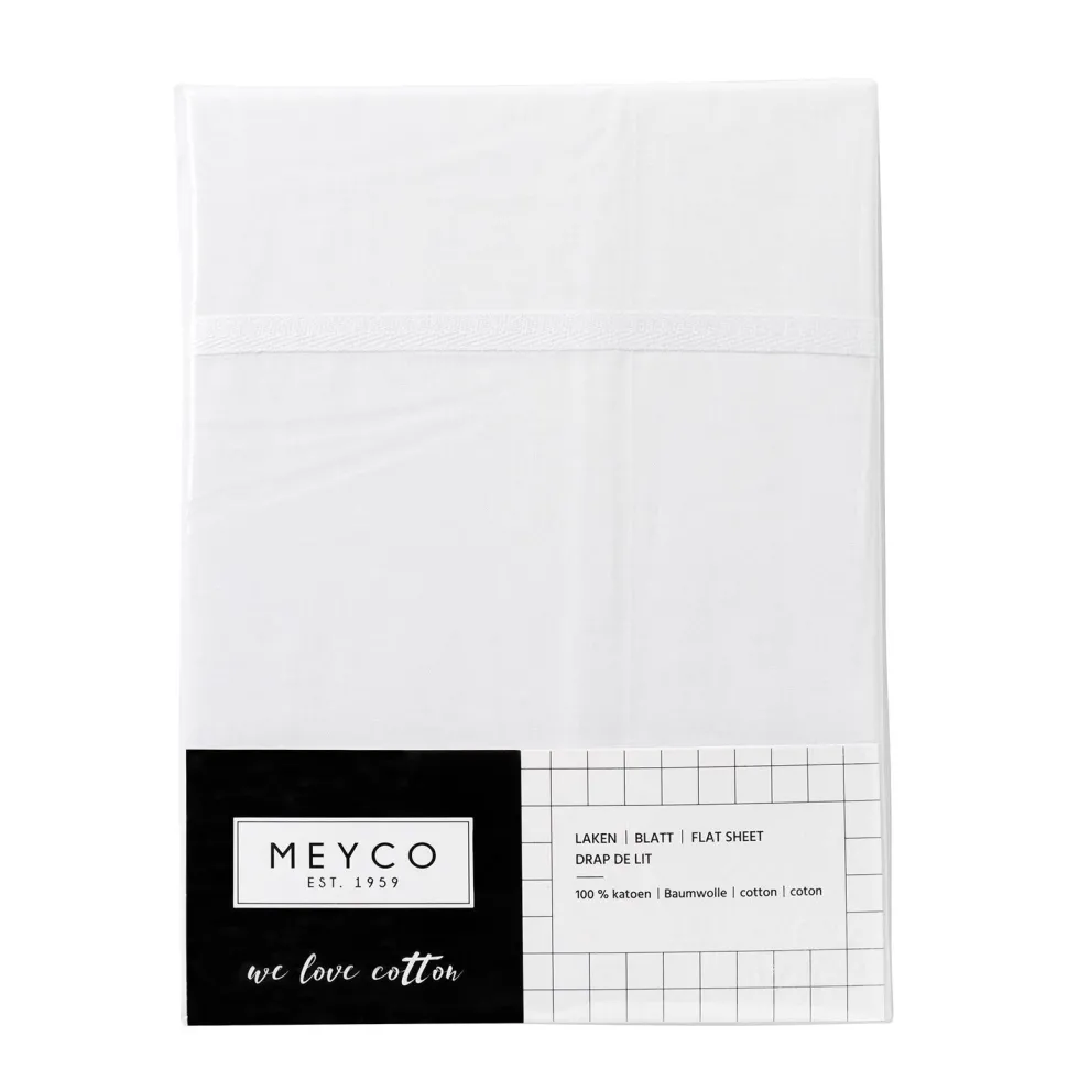 Meyco Ledikantlaken Met Bies 100X150 Cm Wit/Wit