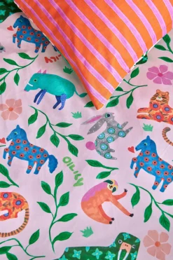 Oilily Katoenen Dekbedovertrek Baby Happy Zoo (100X135 Cm)