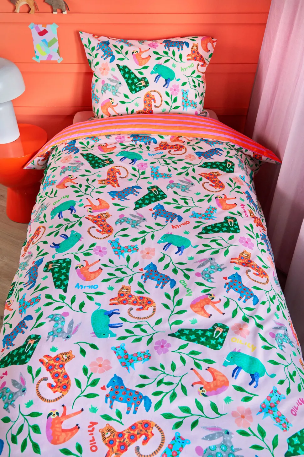 Oilily Katoenen Dekbedovertrek 1 Persoons Happy Zoo (140X200 Cm)