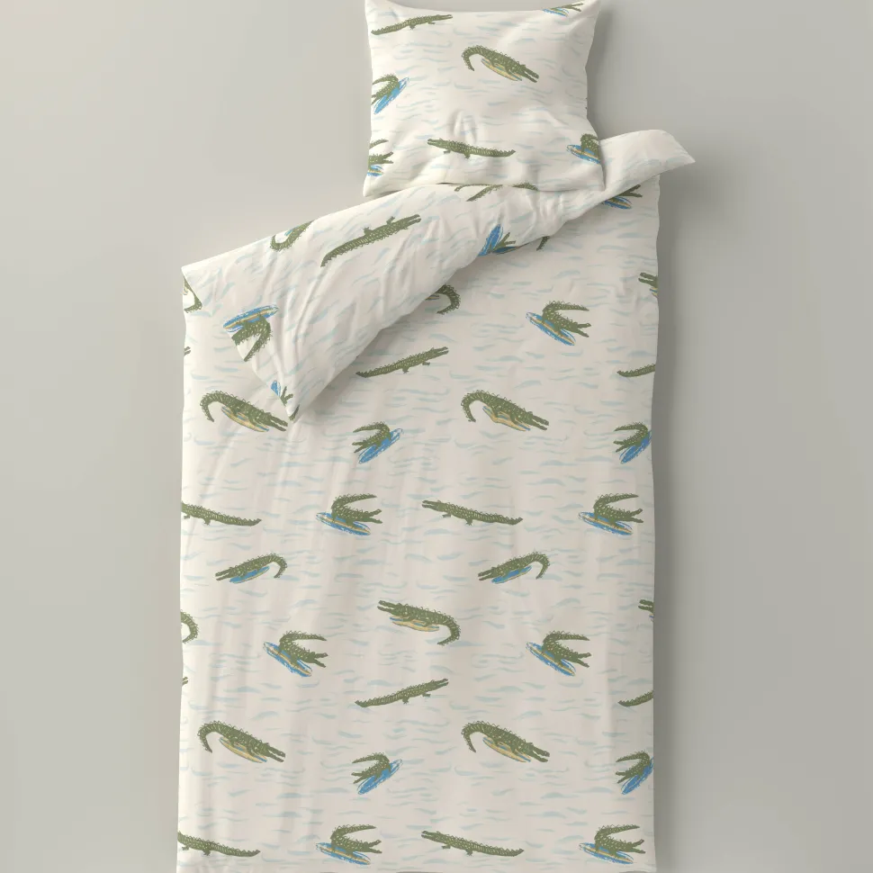 Wehkamp Home Katoenen Dekbedovertrek 1 Persoons Surfin Croco (140X200 Cm)