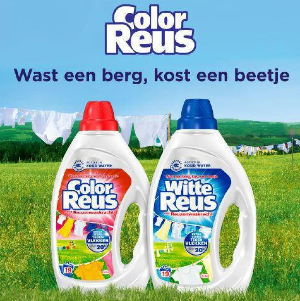 Witte Reus Color Reus Gel - Vloeibaar Wasmiddel - Gekleurde Was - Voordeelverpakking - 6 X 19 Wasbeurten - 114 Wasbeurten