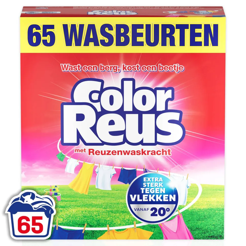 Witte Reus Color Reus Poeder - Waspoeder- Gekleurde Was - Grootverpakking - 65 Wasbeurten